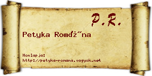 Petyka Romána névjegykártya